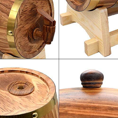 Large 10L Oak Aging Barrels Whiskey Barrel Dispenser Wine Bucket No Leak for Storage Wine & Spirits & Whisky (with baked oak chips) Aimee_JL