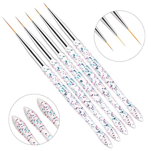 Gembityful Nail Dotting Tools 10 Pcs Kit 5 pcs Double-end Nail Dotting tools and 5 Pcs Nail Liner Brushes GEMBITYFUL