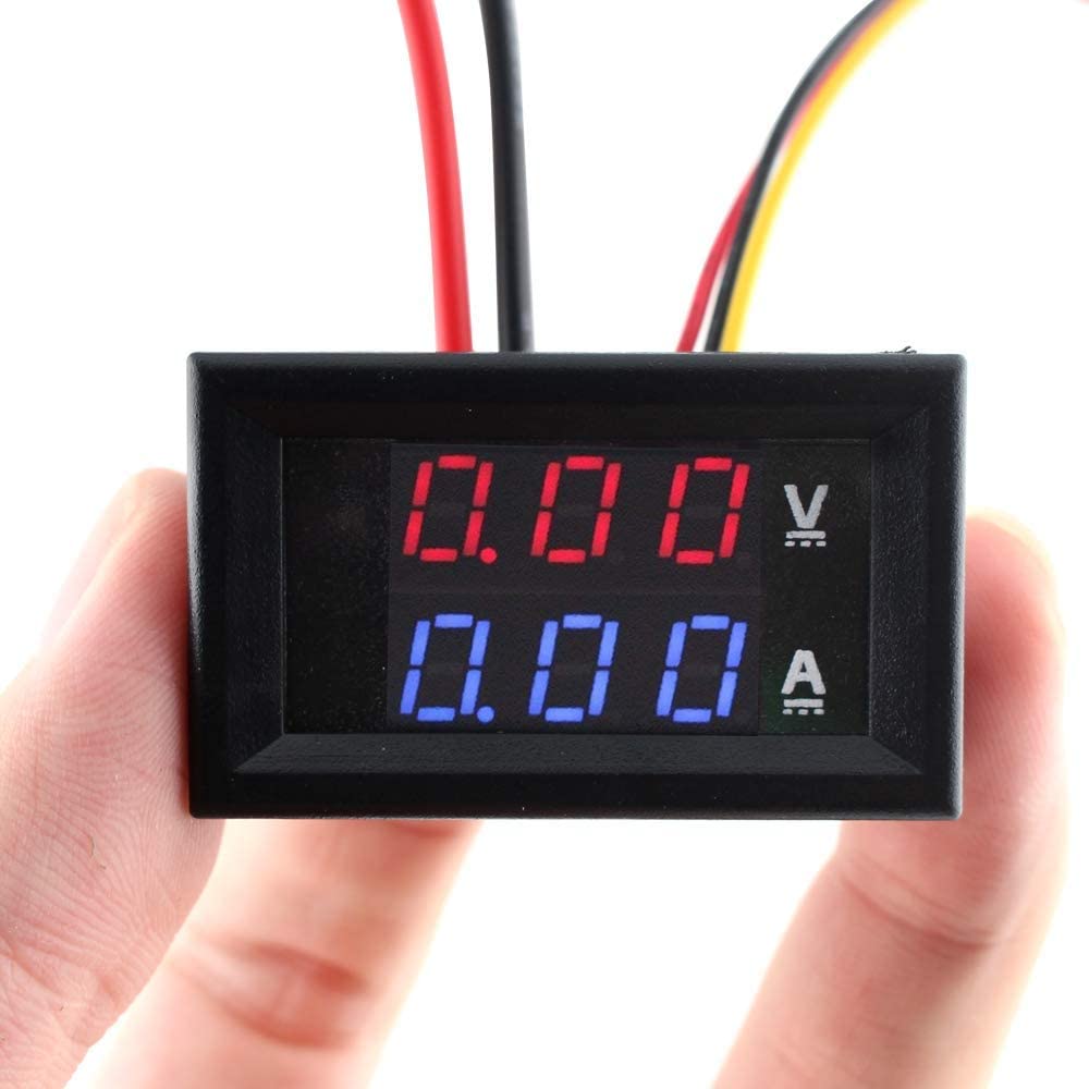 Eiechip LED Digital Voltmeter Ammeter, Mini DC Digital Multimeter 100V 10A, Blue Red LED Amp Dual Digital Display Volt Meter Gauge, Car Current WOWOONE