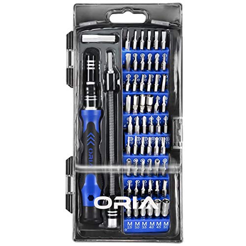 ORIA Precision Screwdriver Kit, 60 in 1 with 56 Bits Screwdriver Set, Magnetic Driver Kit with Flexible Shaft, Extension Rod for Mobile Phone, ORIA
