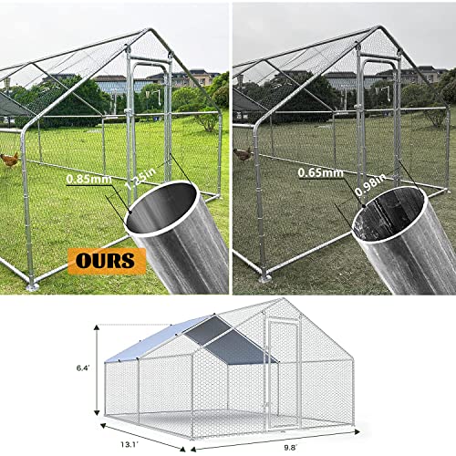 Large Metal Chicken Coop Walk-in Poultry Cage Chicken Run Pen Dog Kennel Duck House with Waterproof and Anti-Ultraviolet Cover for Outdoor Farm iclbc