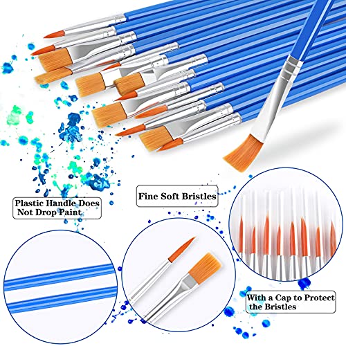 60 Pcs Paint Brushes,Round Flat Small Brush Bulk for Detail Painting DECYOOL