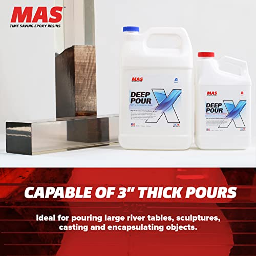 MAS Epoxies Deep Pour X Epoxy Resin Kit for Casting, Encapsulating, Filling Large Voids, River Tables, Sculptures, Live Edge Wood Tables (1.5 Gallon) MAS