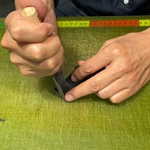 KAKURI Leather Corner Punch Tool 9mm Made in Japan, Professional Leather Cutter Knife Half-Round U Gouge, Sharp Japanese Carbon Steel Blade KAKURI