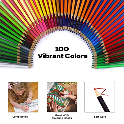 ArtSkills Artist Colored Pencils Set, Colored Pencils for Adult Coloring Books, Drawing, Sketching, 100-Count ArtSkills