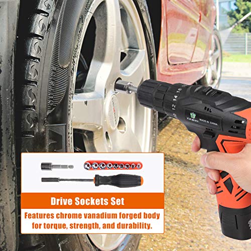 jar-owl 16.8V Tool Kit with Drill, 247 In-lb Torque, 0-1300RMP Variable Speed, 10MM 3/8'' Keyless Chuck, 18+1 Clutch, 1.3Ah Li-Ion Battery & Charger jar-owl