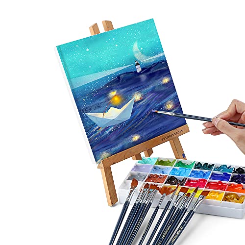 Transon 12pcs Professional Paint Brush Set for Acrylic Watercolor Gouache Ink Rock Craft Face Painting TRANSON