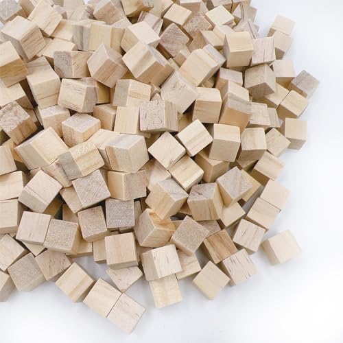 Unfinished Wooden Blocks 1cm, Pack of 500 Small Wood Cubes for Crafts and DIY Home Decor WURONXIN