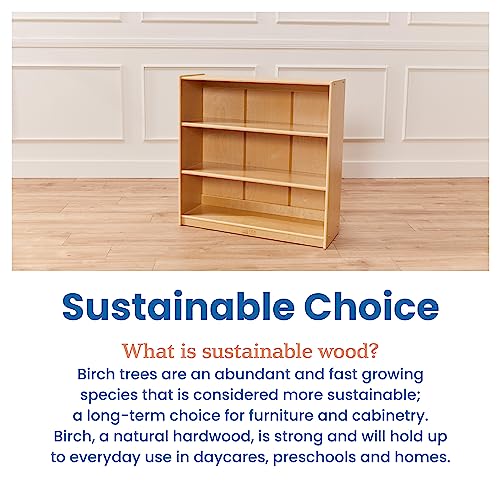 ECR4Kids Classic Bookcase, 36in, Adjustable Bookshelf, Natural ECR4Kids
