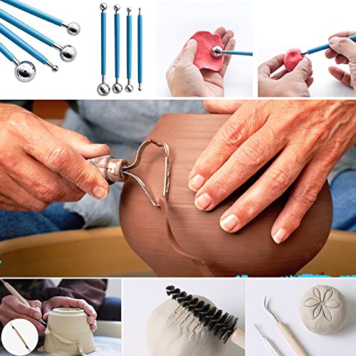 ReArt Natural Air-Dry Clay, Baking Clay, Low Fire Pottery Clay10LBs with 40 Pcs Pottery Tools Clay Sculpting Tool Set, All-Purpose Modeling Clay ReArt