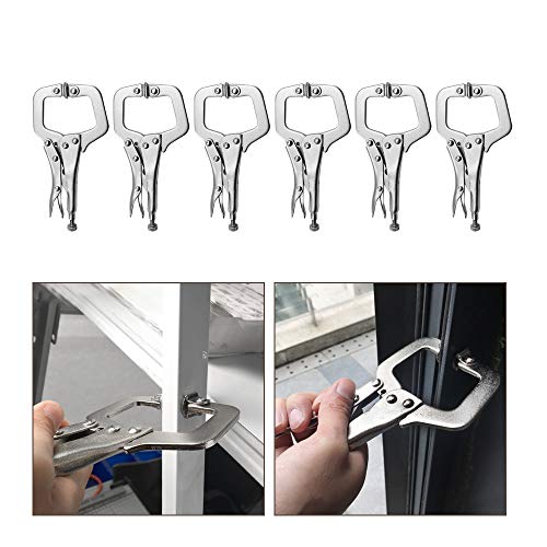 Anxingo 6 Pack Heavy Duty C-Clamp Locking Pliers Set 6” C-Clamps with Swivel Pads for Craftsmen Home Workshop Anxingo