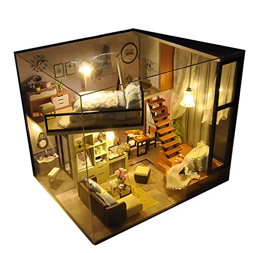 UniHobby DIY Dollhouse Kit with Dust Proof Cover 1:24 Scale Wooden Toy Gift UniHobby