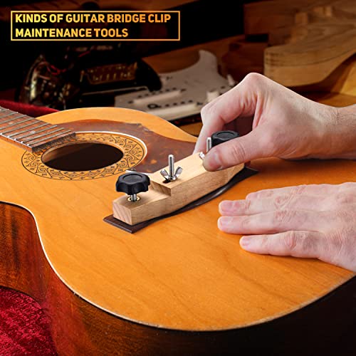 Facmogu Solid Maple Guitar Bridge Clamp, Entry Level Bridge Clamp Acoustic Luthier Tools with Cork Gasket & L-Wrench, Wooden Guitar Bridge Clamp for Facmogu
