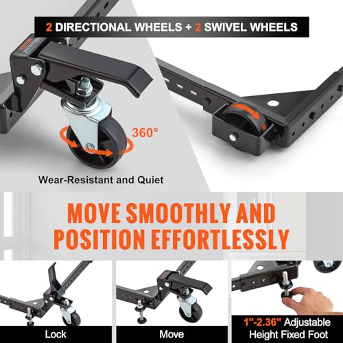 VEVOR Adjustable Universal Mobile Base 700 LBS Load-Bearing Capacity Heavy-Duty Mobile Base Rolling Mobile Base with Locking Levers, Used for VEVOR