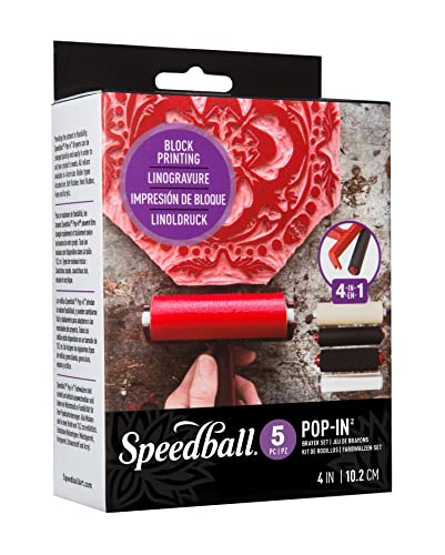 Speedball Pop-in 4" Roller Brayer Kit, Foam, Rubber, Hard Rubber & Acrylic Speedball
