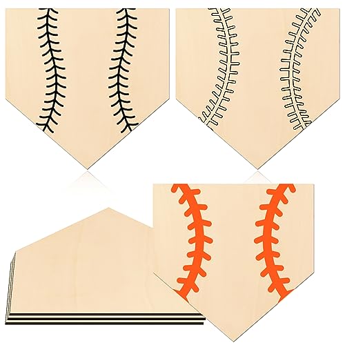YLOLUL 3 Pcs Unfinished Wood for Crafts Wooden Home Plate Baseball Unfinished Wood Baseball Plaque Baseball Home Plate Softball Diamond Base
