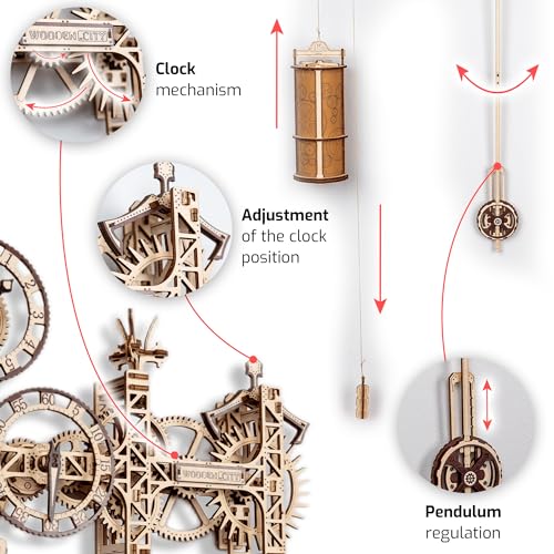 Wooden.City Steampunk Wooden Clock Kit v2 - Wooden 3D Puzzles for Adults - Build Clock Model Kit 3D Wooden Puzzles for Adults - DIY Clock Hobbies for WOODEN.CITY
