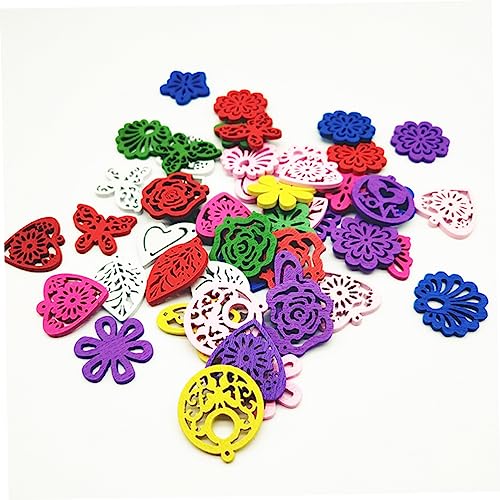 TEHAUX 100pcs Handmade Necklaces Wood Necklace Painted Jewelry Wood Beads Bracelet Beads Necklace Wood Beads DIY Wood Kit Wooden Slices Manual Bamboo TEHAUX