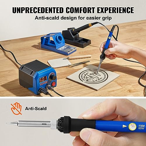 VEVOR Wood Burning Kit, 250~700°C Adjustable Temperature with Display, Dual Output Port with 2 Pyrography Pens, 23 Wire Nibs, 5 Solid-Point Tips, 2 VEVOR