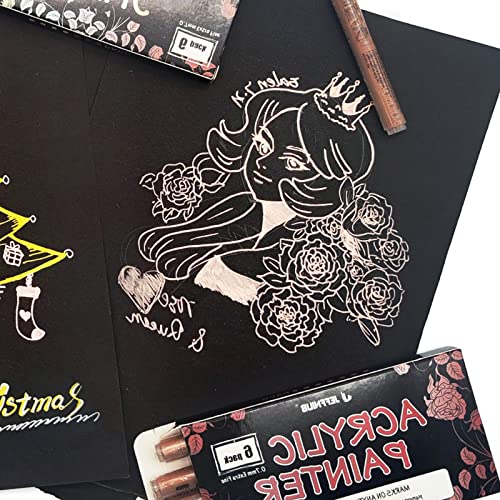 JEFFNIUB Gold,Silver,Rose Gold Paint Pens 6pcs 2mm Medium Tip + Rose Gold Paint Pens 6pcs Fine Tip Acrylic Paint Markers, Bundle for Fabric,Wood, JEFFNIUB