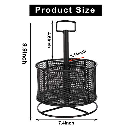 Marbrasse Mesh Desk Organizer, 360-Degree Rotating Multi-Functional Pen Holder, 4 Compartments Desktop Stationary Organizer, Home Office Art Supply Marbrasse