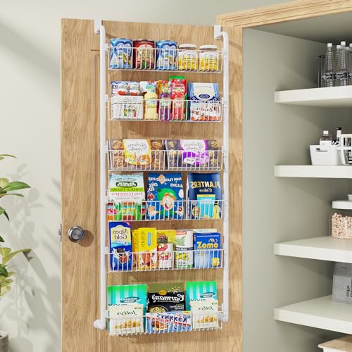 Goovilla Over The Door Pantry Organizer, 6-Tier Pantry Organization and Storage, Metal Hanging Spice Rack for Pantry Door, Kitchen, Laundry, Bathroom Goovilla