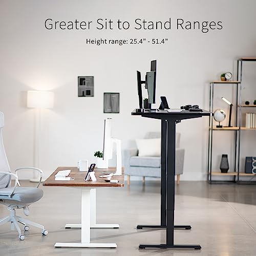 VIVO Electric Height Adjustable 71 x 36 inch Memory Stand Up Desk, Rustic Vintage Brown Table Top, Black Dual Motor Frame, Touch Screen Preset VIVO