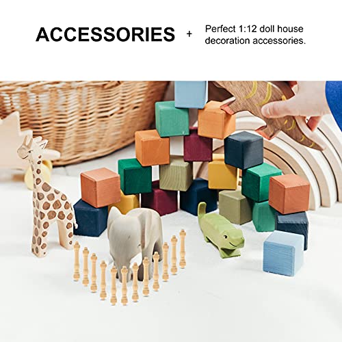 COHEALI 36 pcs Wooden Art Craft Decor Accessory DIY Spindles Unfinished Dollhouse Wood Handrails Layout Models Miniature Furniture for Mini Railing COHEALI
