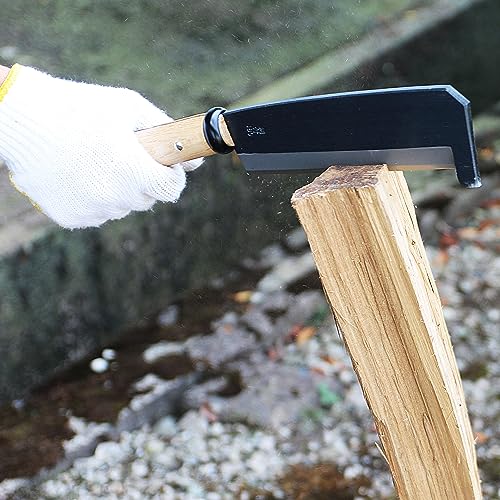 KAKURI Japanese NATA Hatchet Tool with Protruding Tip 7" [Single Bevel] Made in Japan, Heavy Duty Garden Axe Tool with Wood Handle for Cutting,