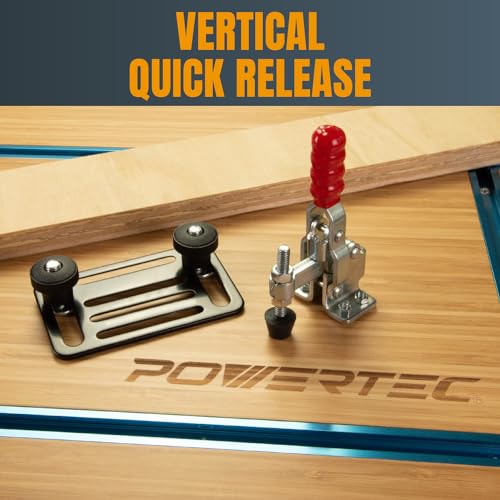 POWERTEC 2PK Toggle Clamp, 500 lbs Holding Capacity, 12130 Quick Release Vertical Clamps w/Antislip Rubber Pressure Tip for Woodworking Jigs and POWERTEC