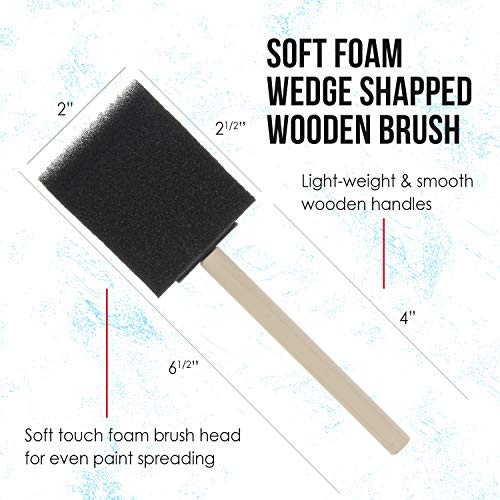 U.S. Art Supply 2 inch Foam Sponge Wood Handle Paint Brush Set (Full Case of 480 Brushes) - Lightweight, Durable and Great for Acrylics, Stains, U.S. Art Supply