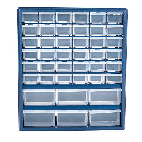 Plastic Storage Drawers – 42 Compartment Organizer – Desktop or Wall Mount Container for Hardware, Parts, Crafts, Beads, or Tools by Stalwart, 10 Stalwart