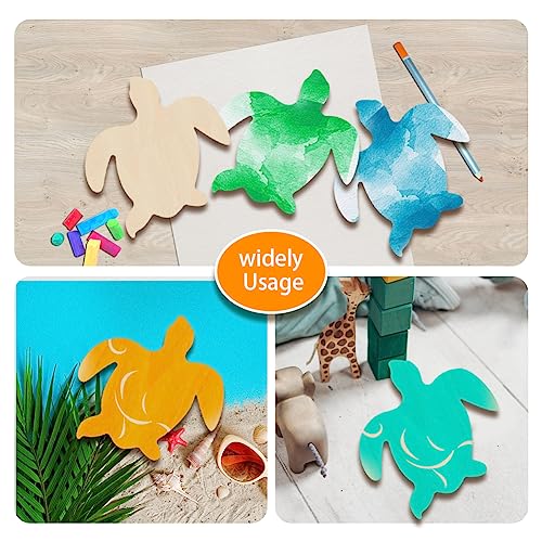 BENECREAT 3Pcs Sea Turtle Wooden Cutouts, 10.8x9.7inch Unfinished Wooden Tortoise Cutouts, Wooden Pieces for DIY Summer Beach Decor, Wooden Signs and BENECREAT