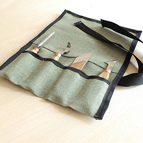 BeaverCraft TR4 Rolling Small Tool up Organizer Bag 4 Pockets Wrench roll up Pouch Gear roll up Tool Pouch for Knives and chisels Storage with 4 BeaverCraft