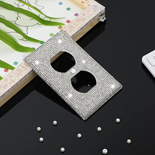 Outlet Covers.2 Pack Shiny Rhinestones Wall Plate Rhinestones Light Switch Cover Decorative Bling Switch Cover Crystal Outlet Covers Decorative Wall Mozeat Lens