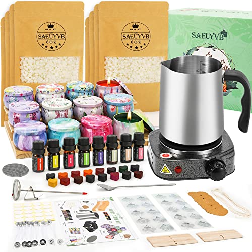 SAEUYVB Complete Candle Making Kit,Candle Making Kit for Adults, Candle Kit - DIY Starter Soy Candle Making Kit - Perfect as Home Decorations SAEUYVB