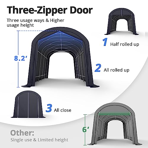 KING BIRD 12' x 20' Oval Pipe Heavy Duty Carport for SUV, Full-Size Truck and Boat, Round Style Anti-Snow Car Canopy Outdoor Boat Shelter with KING BIRD