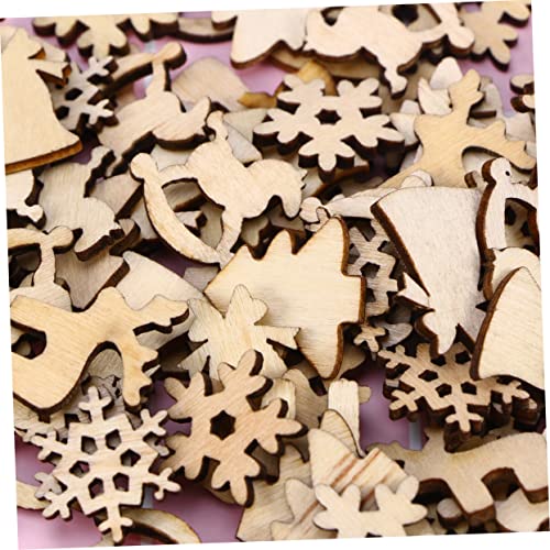 TEHAUX 100pcs Christmas Trees Xmas Tree DIY Crafts Wood Ornament House Decorations for Home Christmas Decor Unfinished Wooden Cutouts DIY Painting TEHAUX