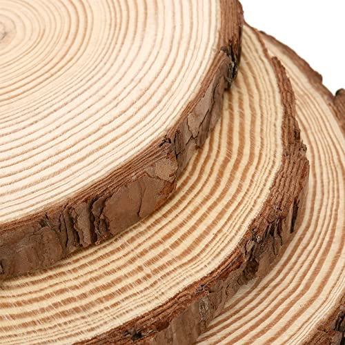 KEILEOHO 9 PCS 8-10 Inch Wood Slices, Round Rustic Wood Slices, Craft Unfinished Wood Kit Natural Wood Circles for Crafts, Centerpieces Paintings, KEILEOHO