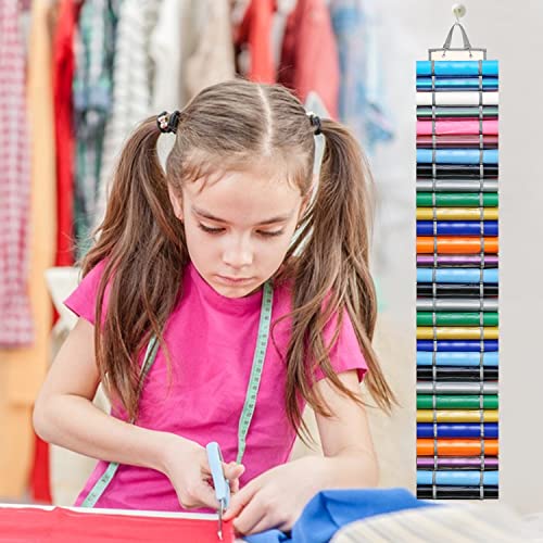 DKHDBD Vinyl Roll Holder with 60 Compartments and Keeper Door Hooks Strap, Clear Organizers Wall Mount for Home Craft Closet (Grey) DKHDBD