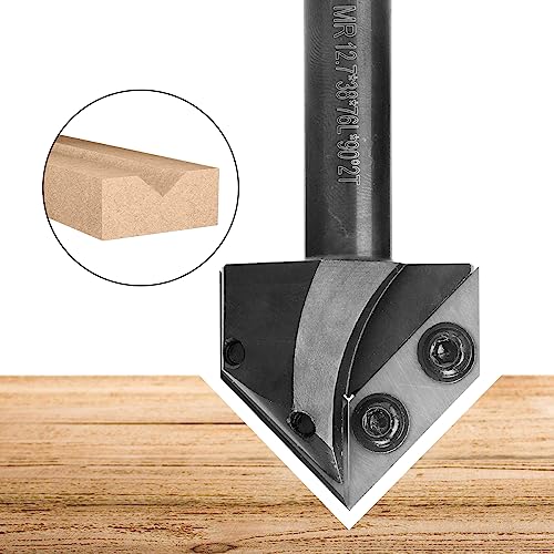Genmitsu 1/2" Shank Router Bit, 90 Degree V Groove Carbide Inserts, CNC Milling Machine Router Bits for Woodworking 2D/3D Signmaking, Lettering, Genmitsu