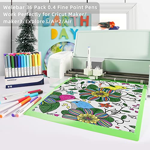 Welebar 0.4 Tip Pen Set for Cricut Maker 3/Maker/Explore 3/Air 2/Air, Ultimate Fine Point Pen Set of 36 Pack Fine Point Pens for Drawing, Writing, Welebar