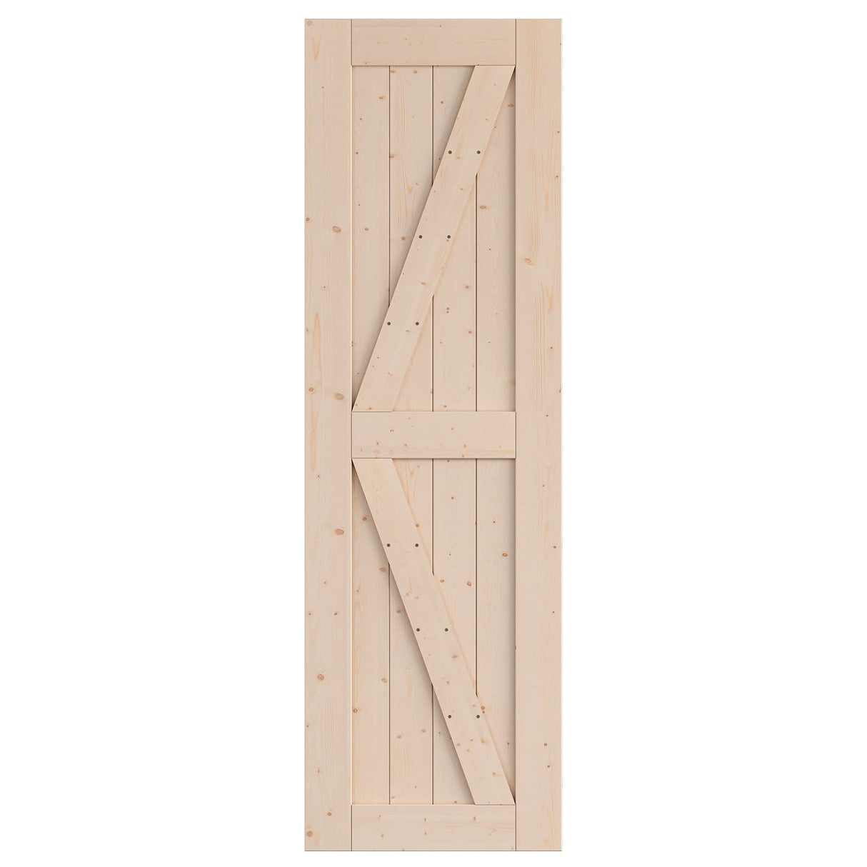 SmartStandard 26in x 84in Sliding Barn Wood Door Pre-Drilled Ready to Assemble, DIY Unfinished Solid Spruce Wood Panelled Slab, Interior Single Door SMARTSTANDARD