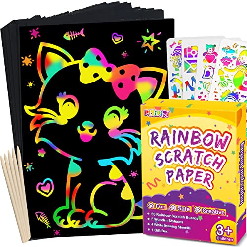 OSLINE Arts and Crafts for Kids Ages 3-5-10 Girls Boys,Rainbow Scratch Paper Art Notebooks,Art Supplies Kit for Kids Gifts,Kids Party Favor Toys for