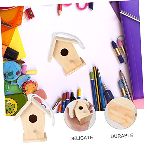 Yardwe Build Birdhouse Kit Paintable Bird House Bark Prevention Bird House Wood Craft Supplies DIY Wooden Craft Birdhouse Making Kit Out Door Toys Yardwe
