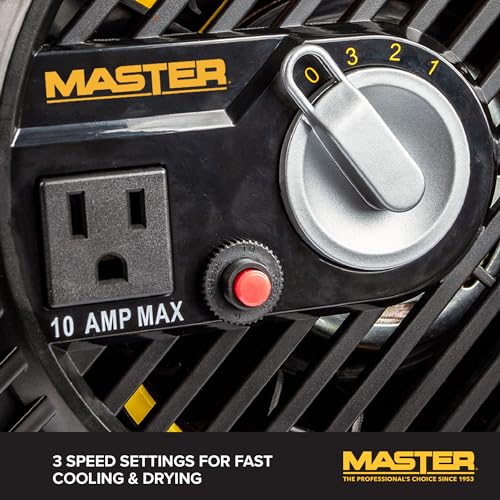 Master High Velocity Pivoting Head Blower Fan – Utility Air Mover for Drying or Ventilating Home or Construction Site. Daisy Chain Compatible Master