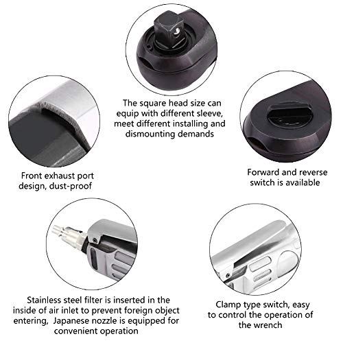 Fydun Air Ratchet Wrench 1/2" 12.5mm Heavy Duty Air Ratchet Wrench Torsion Drive Spanner Pneumatic Auto Repairing Tool Fydun