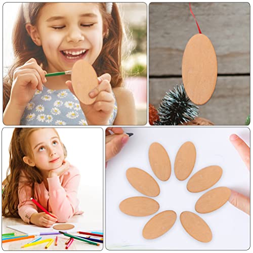 COHEALI 100pcs Oval Wood Chips DIY Unfinished Wood Oval Shaped Wood Cutout Wooden Oval Slices Oval Wood Slices Blank Wood Chip Blank Ornaments Oval COHEALI