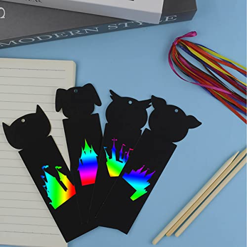 Scratch Paper Art Set for Kids 36PCS Scratch Paper Bookmarks Magic Scratch Bookmarks for Crafts Gift Christmas Supplies Rainbow Scratch Diy Craft Kit yuntop