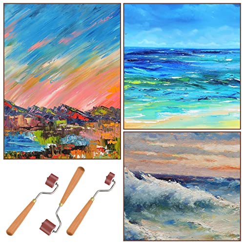 Milkary Rubber Rollers Brayer, 3 Pcs Brayer Ink Roller with Comfort Grip for Print, Craft Stamping Brayers, Stamping Tools Milkary